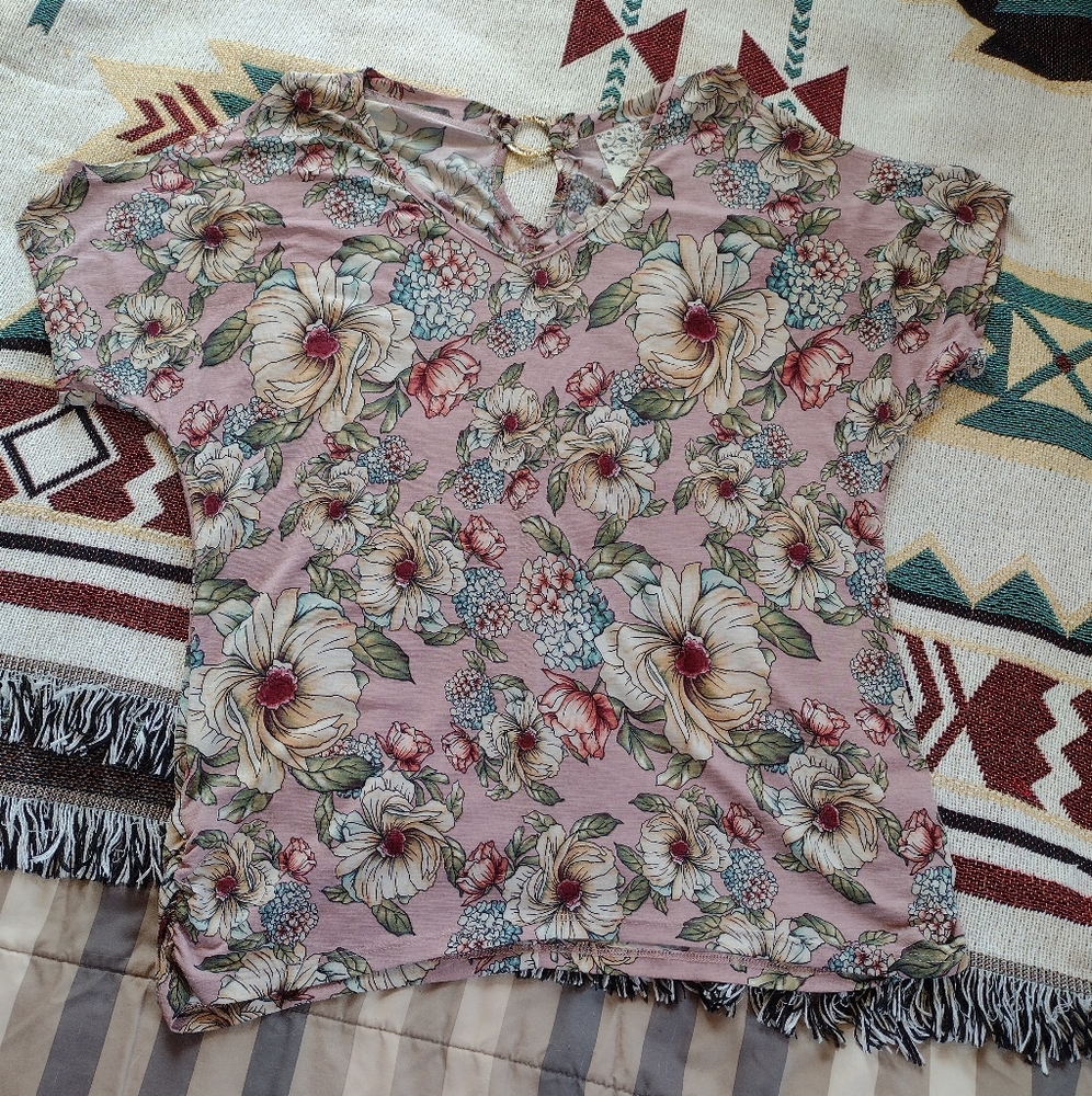 Floral cold shoulder top